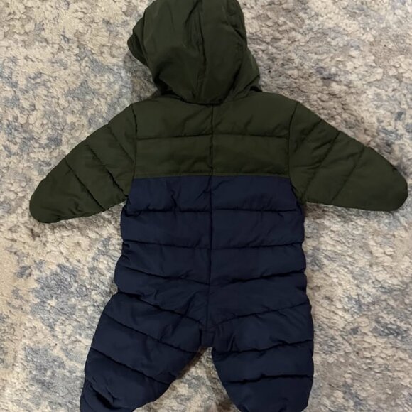 Baby Boy Winter Suit 3M Olive and Navy Puffer Bunting - Picture 2 of 4